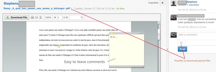 Intuitive correction system, with the advantage of being able to upload or download files.