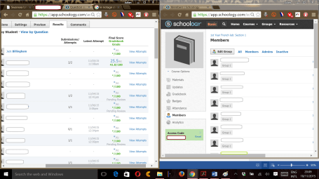 Side by side views of browser for corrections